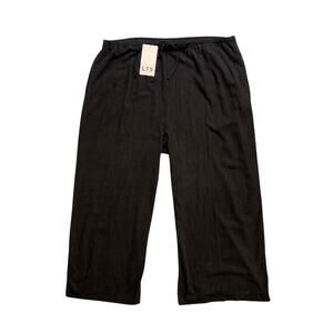 LTS Long Tall Sally Capri Womens 18 Black Linen Blend Tie Waist Gaucho Pants